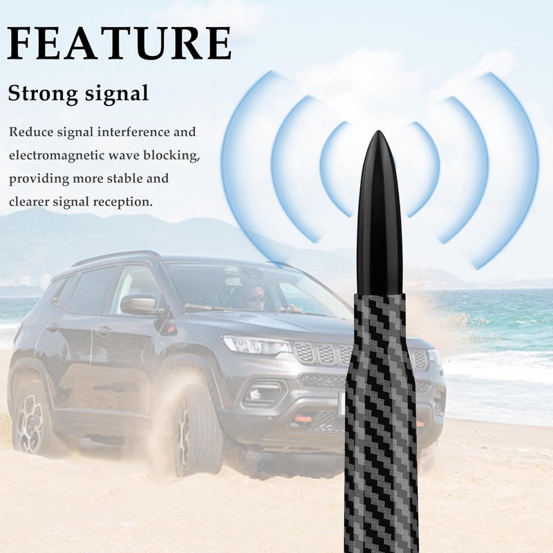 Turcee Car Bullet Antenna,Truck Exterior Decoration Accessories Car Vehicle Replacement Antenna Conpatible with Ford F150 RAM 1500 GMC Heavy Duty Pickup Trucks Accessories(Carbon Fiber Black) - Image 4